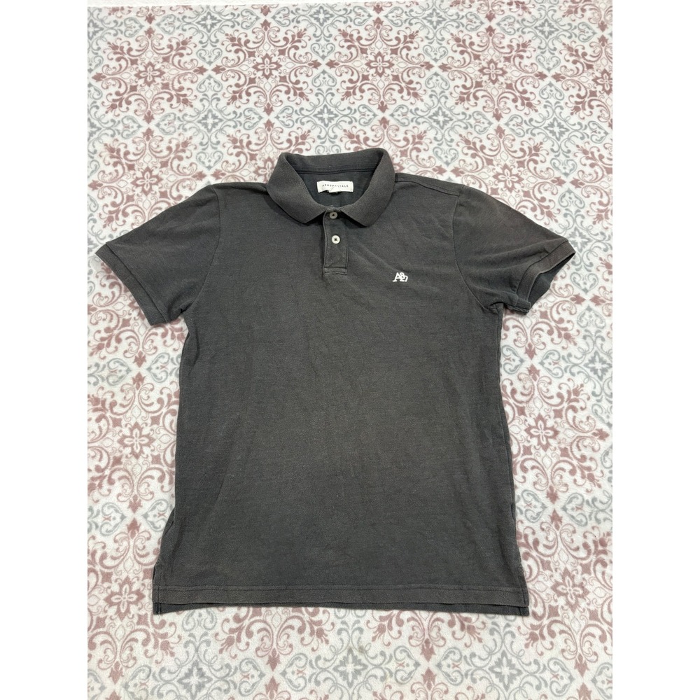 Aeropostale Mens Charcoal Gray A87 Logo Pique Polo Shirt Medium Short Sleeve